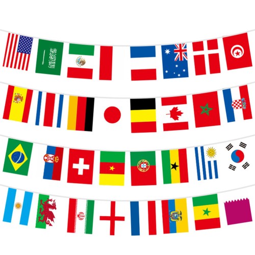Puryouny Soccer Cup Decorative Flags String – Celebrate Sports Events with Vibrant Hanging Decor